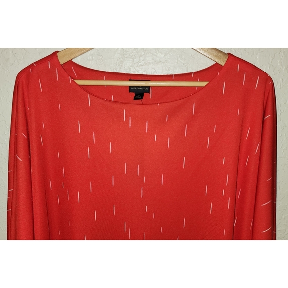 NWT Worthington Women's Top Long Batwing Sleeves Fiery Red Bespeckled Size XL - Picture 2 of 11
